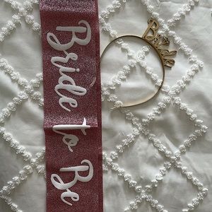 Pink Bride to Be sash and Gold Bride crown
